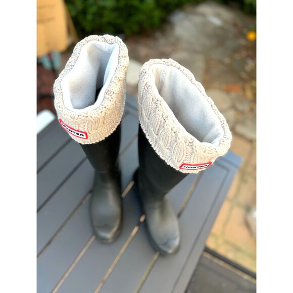 NWOT Hunter Tall Cable Knit Cuff Rain Boot Wellies Socks SZ L = US Wmns SZ 8-10 - Picture 4 of 6